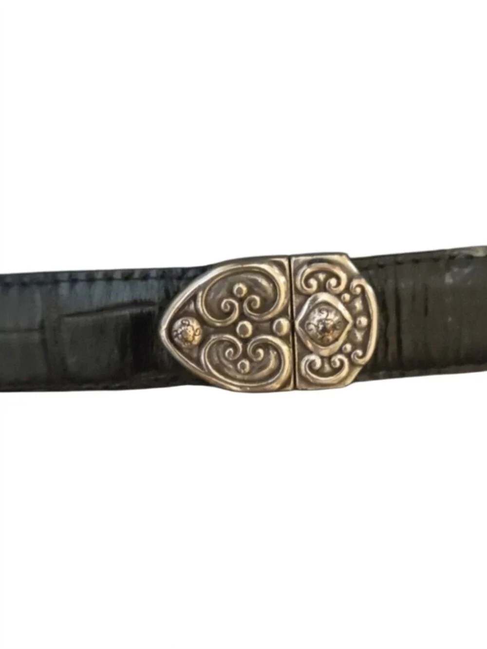 Brighton Vintage Reversible Light Pink/Black Western Belt with Silver Conchos